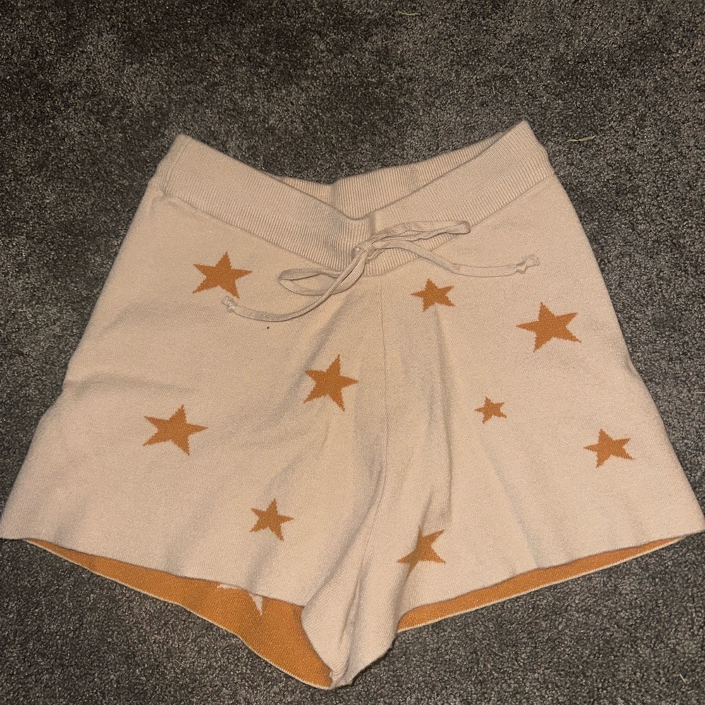 BKE Star Patterned Cream and Orange Women's Shorts